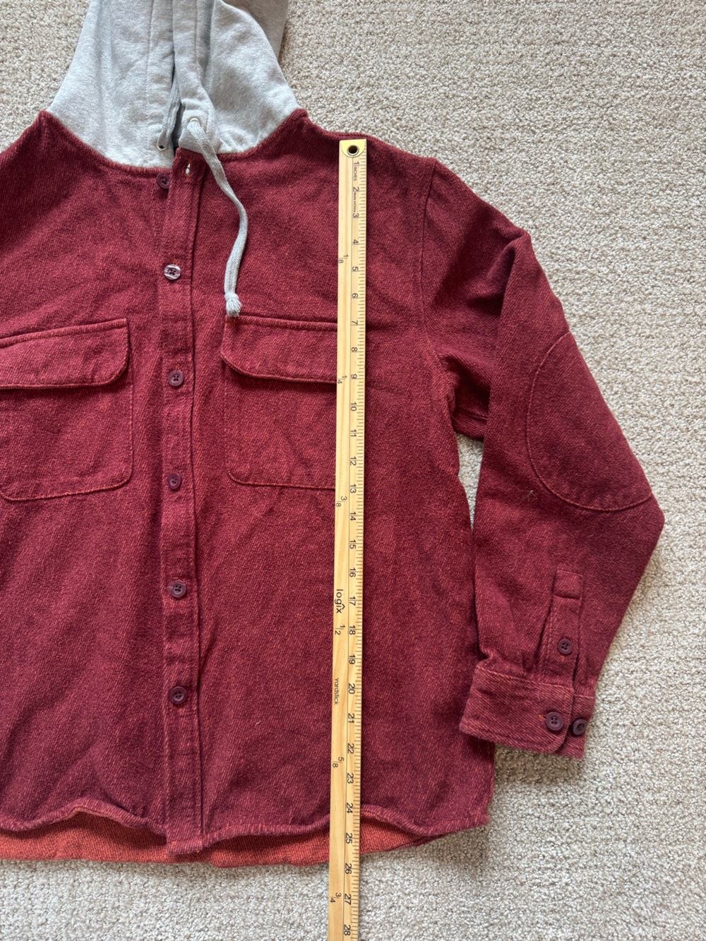 Urban Outfitters BDG Washed Twill Overshirt Jacket Hoodie Rust Orange Red - Picture 6 of 8